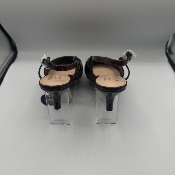 Apt 9 Keerah Wine Size 8.5 M Shoes Patent Leather Strappy Pointed Toe 2.5" Heel - Picture 3 of 9